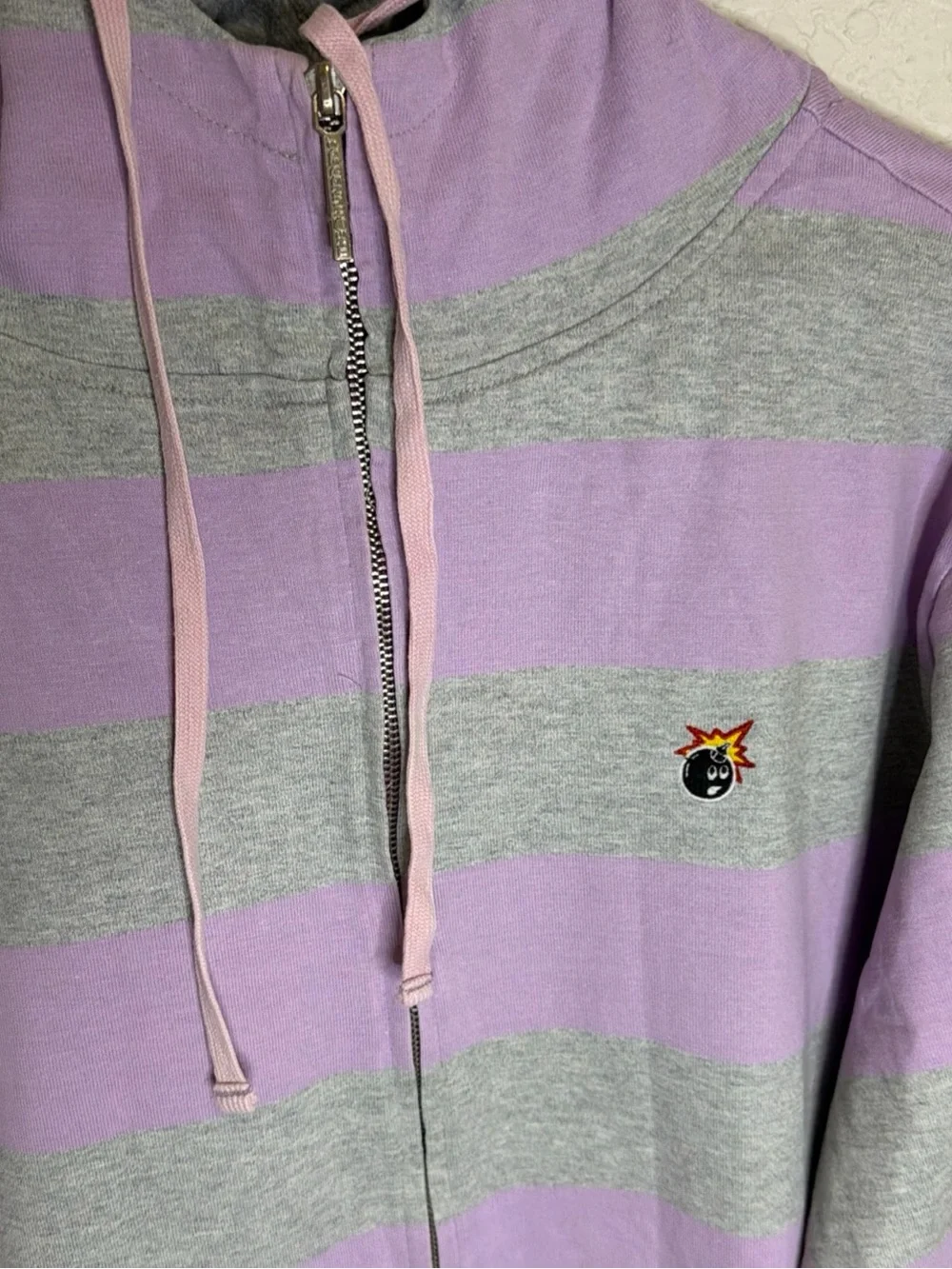 The Hundreds Men’s  Hoodie  plaid Gray  Purple Full Size Large Hooded